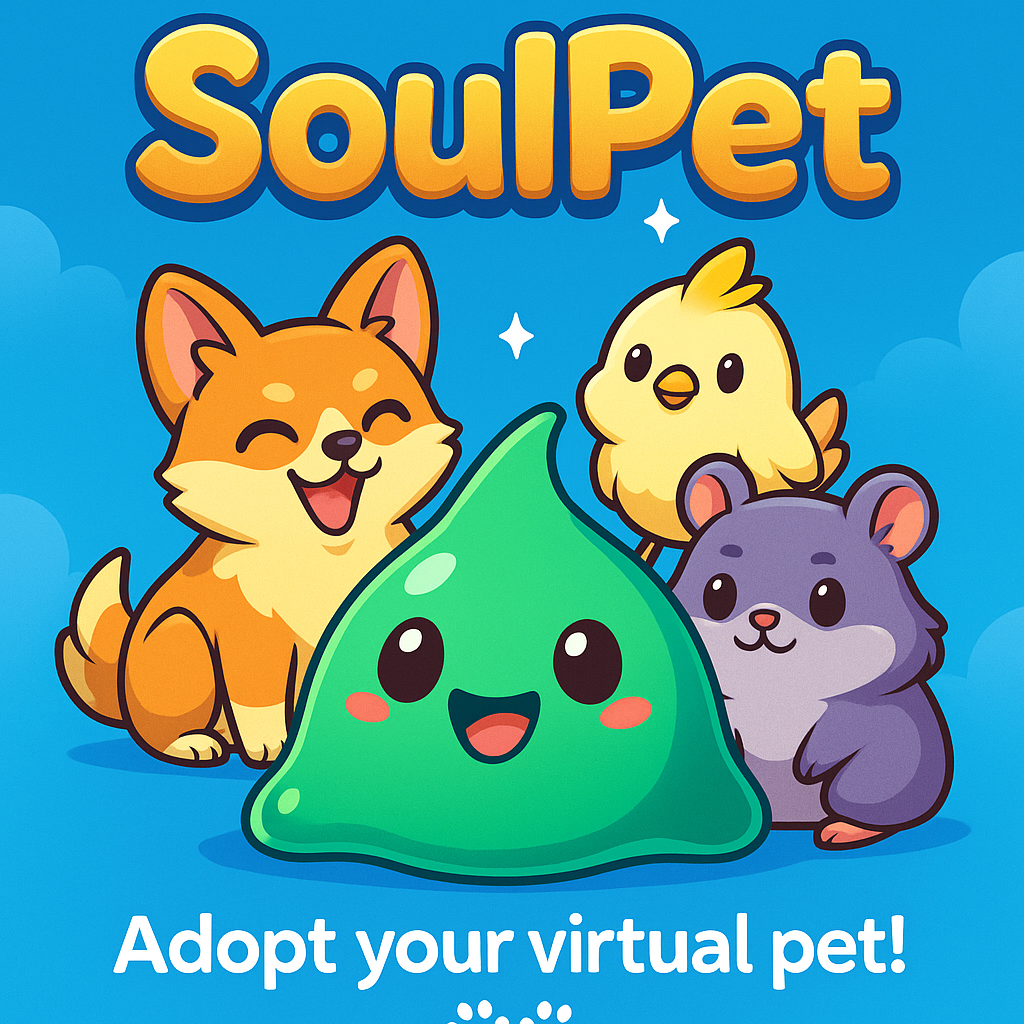 SoulPet virtual pets: slime, dog, chick and hamster